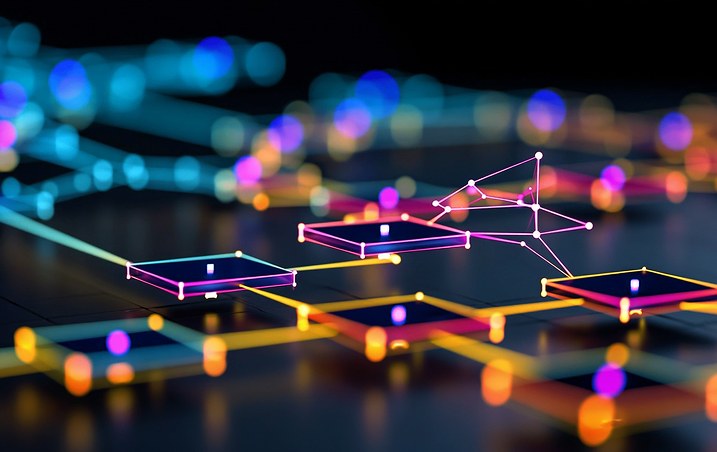 Connected glowing nodes in a network